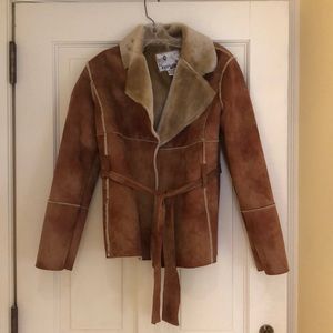 Faux shearling wrap jacket